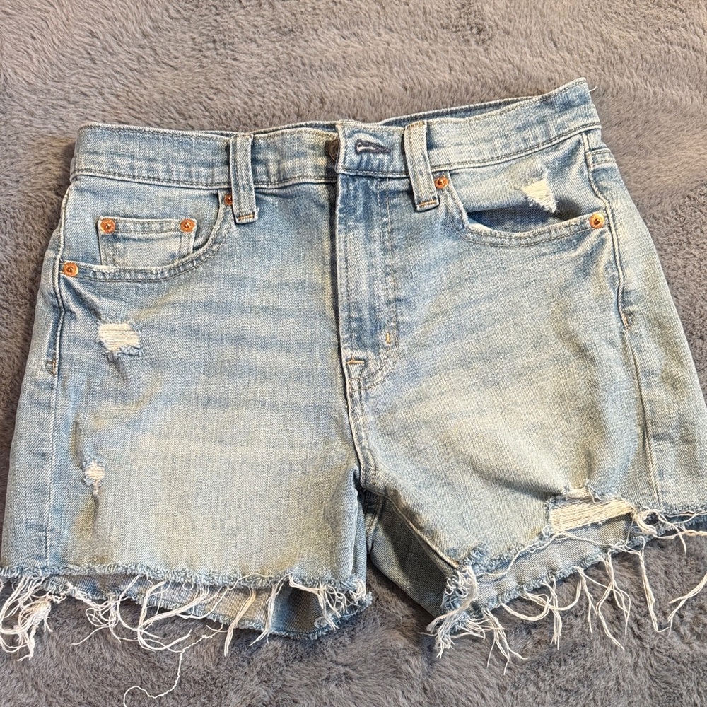 GAP Jean Shorts -  Light Blue Frayed - 4 inch High Rise